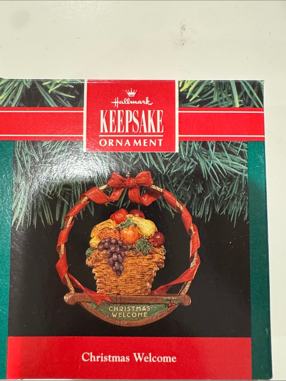 Hallmark Keepsake Ornament Basket of Fruits with Red Ribbon